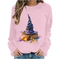 thumbnail image 2 of Women's Magic Potion Witch Hat Sweatshirts Halloween Graphic Pullover Tops Casual Crewneck Long Sleeve Shirts Comfy Fall Clothes Novelty Holiday Apparel, 2 of 6