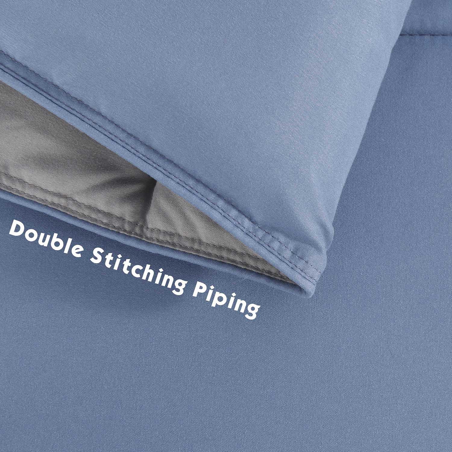 HIG Light Weight Down Alternative Comforter Set, Twin, Dust Blue, Reversible