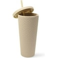 thumbnail image 2 of Casewin 24 Oz Studded Matte Black Tumbler with Lid and Straw - Reusable Plastic Cold Drink Cup, 2 of 6