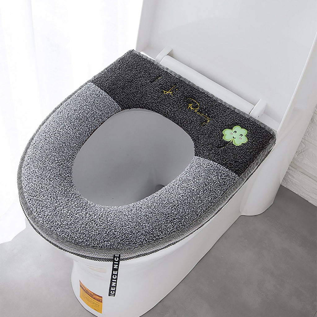 snorda Household Winter Plush Soft Toilet Seat Pad Cover Toilet Seat Zipper With Handle