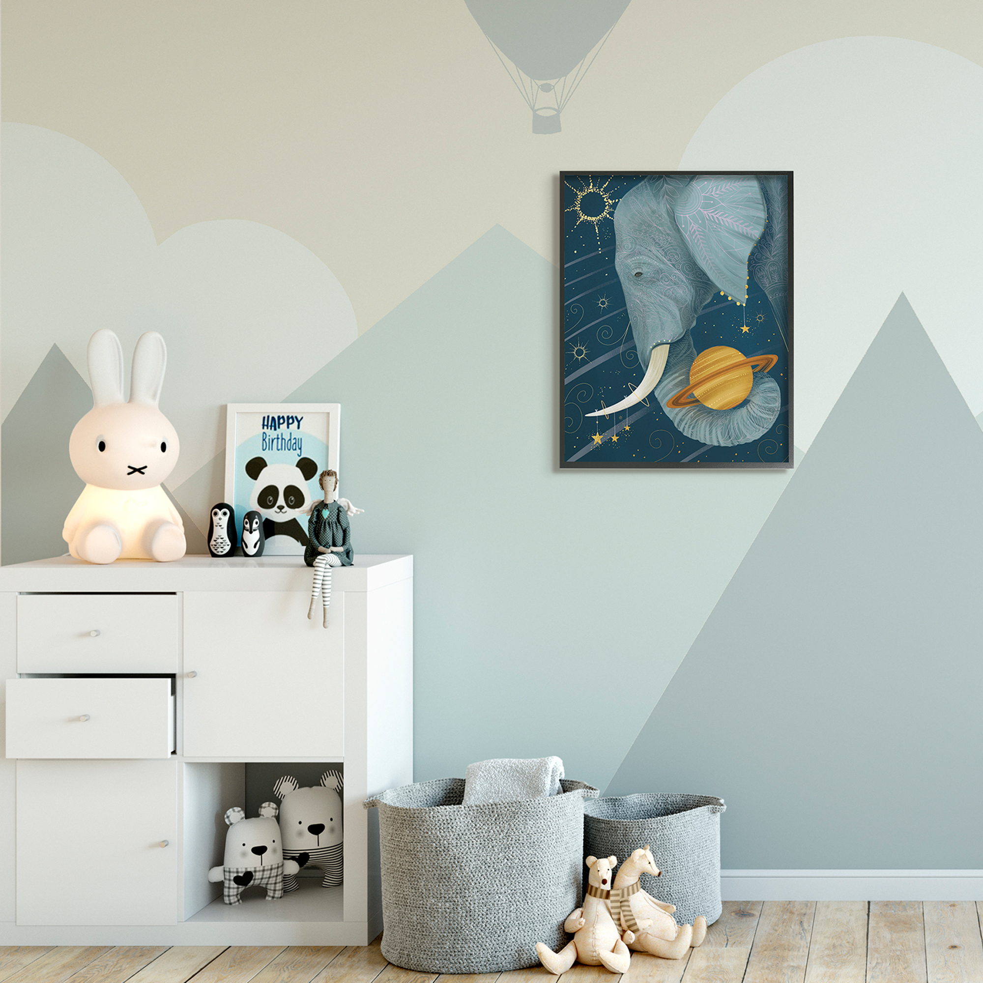 Stupell Industries Outer Space Constellations Elephant Holding Saturn,24 x 30,Designed by Arrolynn Weiderhold