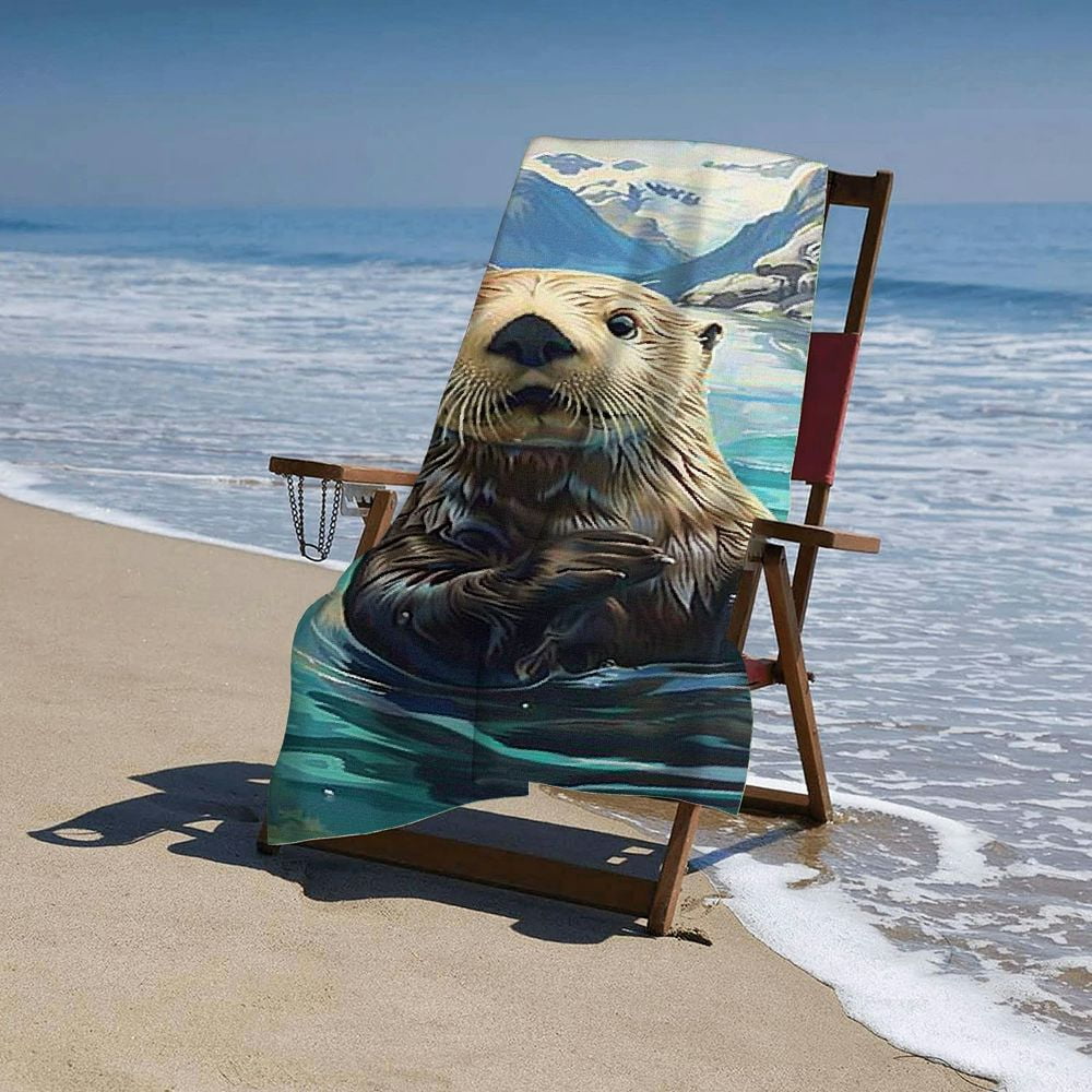 PHYHOO  Cute Otter Water Beach Towel, Absorbent Quick Dry Swimming Yoga Beach Towels,Sand Free Microfiber Beach Towel 30x60in