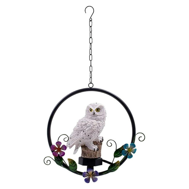 Lámpara colgante solar para exteriores Uonlytech, lámpara colgante con forma de búho, luz LED solar, estatua de búho para jardín, luces solares para exteriores, decoración de patio de resina nocturna.
