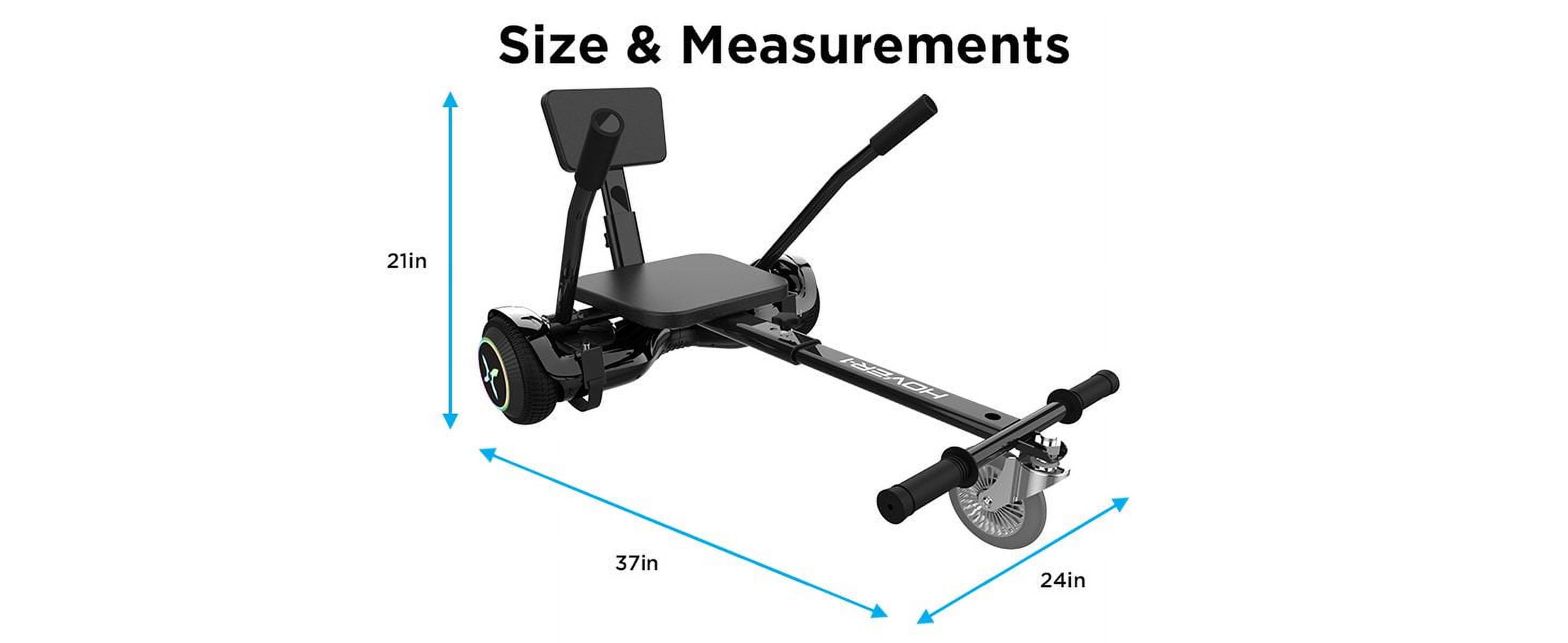 Hover 1 All Star Hoverboard Go Kart Attachment Combo Black with LED Multi Color Wheel Board Lights 6.5 Board Tires Hand Operated Real Wheel