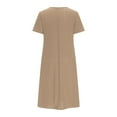 thumbnail image 3 of Patlollav Womens Summer Fashion Solid Color Pocket Short Sleeve V-Neck Dress, 3 of 6