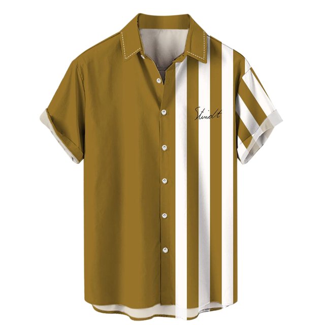 XDZJLR T-Shirts pour Hommes Plage Hawaïenne Manches Courtes Rayé