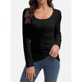 thumbnail image 3 of Womens Long Sleeve Scoop Neck Tops Casual Slim Fitted Basic Shirts, 3 of 6