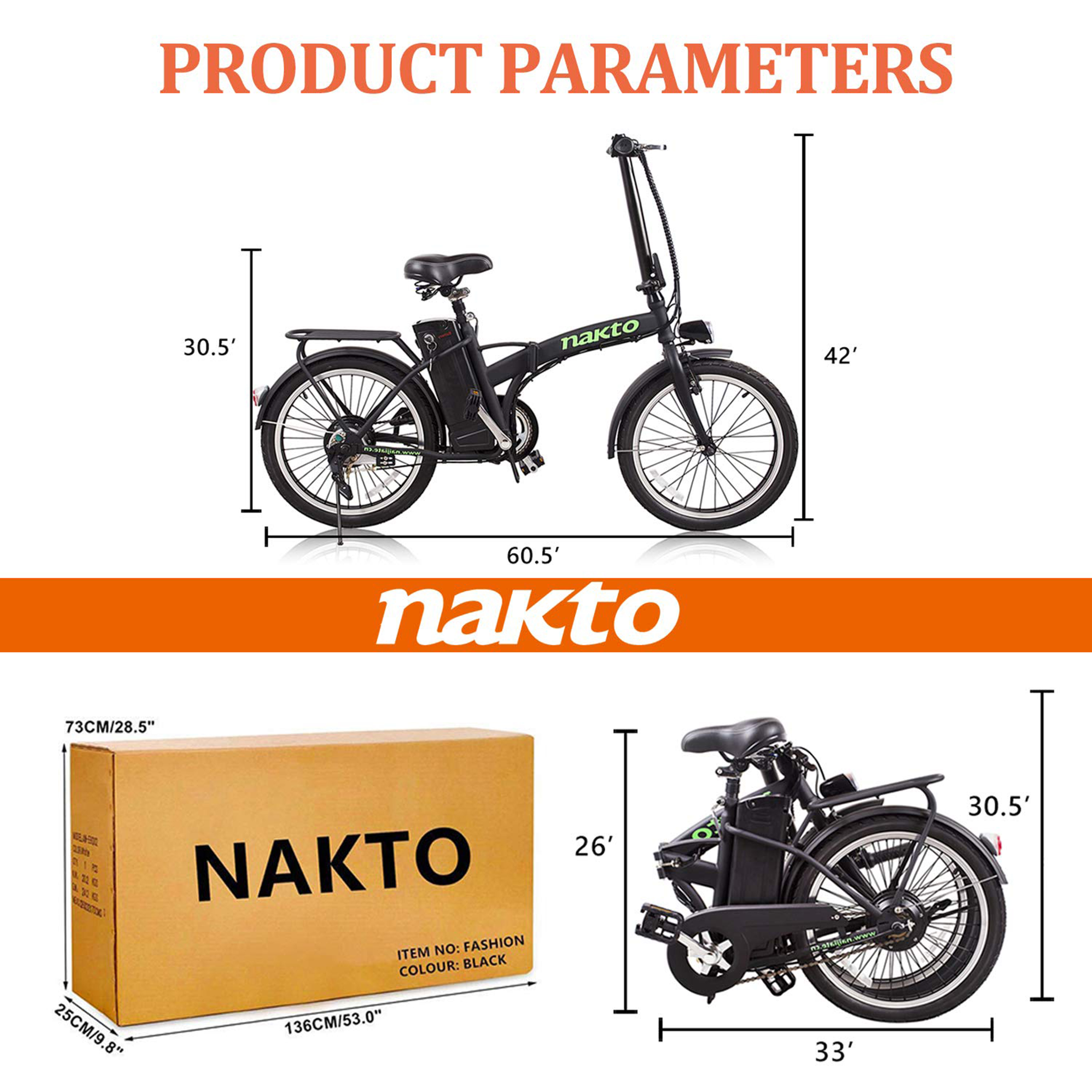 nakto fashion folding electric bicycle