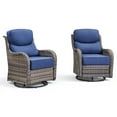 thumbnail image 2 of Unnifurnzi Outdoor Swivel Glider Patio Chairs Patio Swivel Chairs Set of 2 with 6 Inch Thick Cushions High Back Patio Chairs for Deck Porch Poolside Balcony-Gray/Blue, 2 of 7