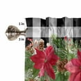 thumbnail image 5 of Christmas Winter Floral Kitchen Curtains and Valances Set, Poinsettia Red Flower Black Plaid Rod Pocket Window Valance Window Curtain Panels for Living Room Bedroom Laundry, 27.5x36in, 3 Pieces, 5 of 7