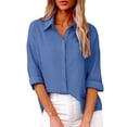 thumbnail image 2 of Endives Womens Shirt Button Down Shirts Drop Shoulder Cotton Long Sleeve Shirt Solid Color Comfortable Womens Top, 2 of 6