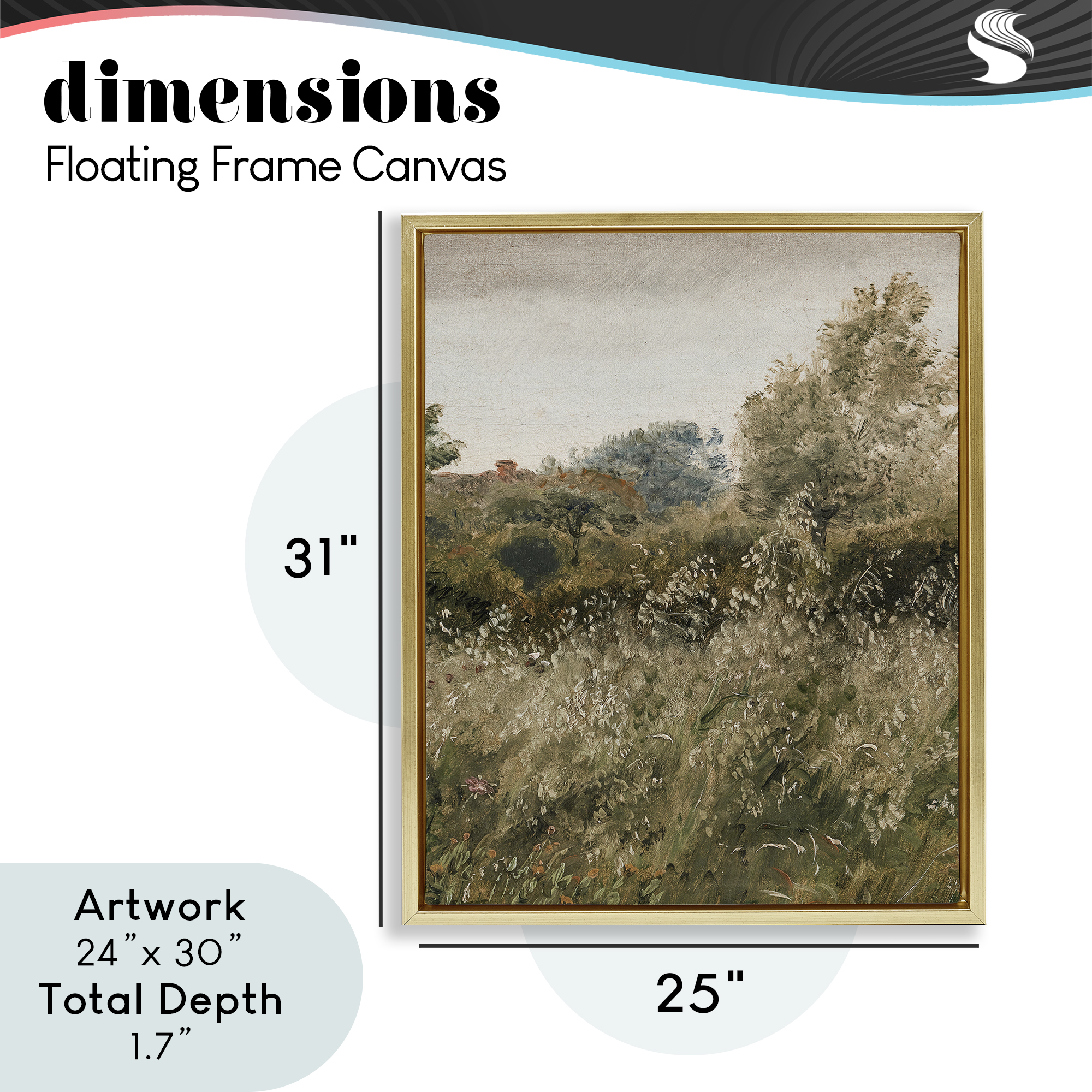 Thicket in Countryside Gold Framed Floater Canvas Wall Art, design by Lettered and Lined