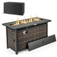 thumbnail image 1 of Costway 45" Propane Rattan Firepit Table with Glass Stones & Protective Cover Metal Frame, 1 of 10