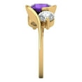 thumbnail image 3 of Three-Stone Engagement Ring for Women - 3.5ct Natural Amethyst in 14K Yellow Gold Promise Ring, 3 of 6