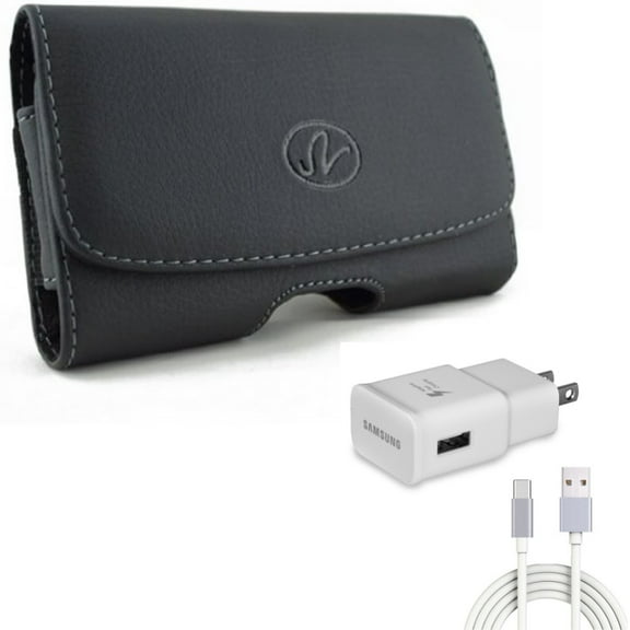 For Google Pixel 7/6a/6 - Fast Home Charger w Case Belt Clip, Type-C 6ft USB Cable Quick, Leather Swivel Holster for Google Pixel 7/6a/6 Phones