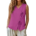 thumbnail image 6 of Women's Sleeveless V-Neck Linen Tank Top, Solid Color Casual Summer Blouse, 6 of 7