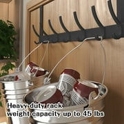 sixwipe Over The Door Hooks, Stainless Steel Heavy Duty Hanger Holder for Hanging Coat Robe Hat Clothe Towels, Behind The Door Hanger Hooks with 7 Double Dual Coat Hook, Fits 1-3/4 Thick Door