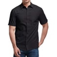 thumbnail image 1 of Camisa Cuello Mao Lino Hombre Casual Slim Fit Manga Corta, 1 of 5