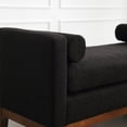 thumbnail image 4 of Ottoman with Bolster Pillows & Wood Legs, Upholstered Bench, Elegant Indoor Bench, Entry Bench, 53.5"W Ottoman Bench for End of Bed, Bedroom, Living Room, Entryway, Black, 4 of 6
