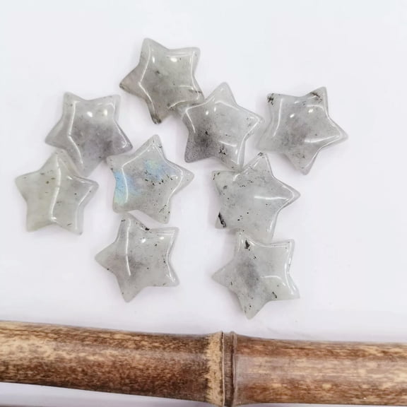 MATROOY 50pcs Natural Labradorite Stone Healing Star Gemstone for Home Decor 20x6mm