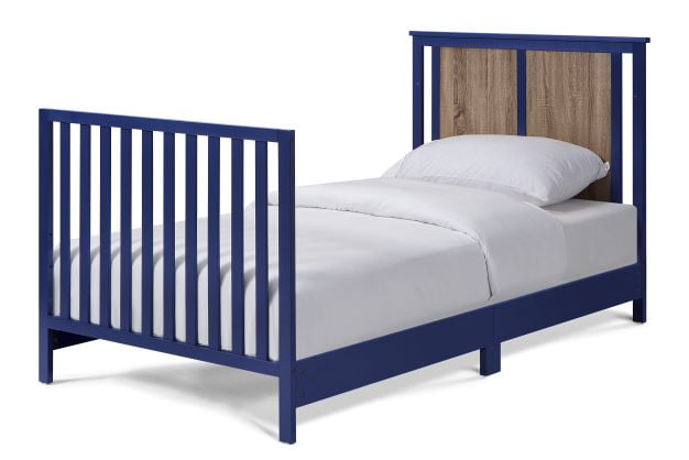 Suite Bebe Connelly Mini Crib with Mattress Pad, Midnight Blue & Vintage Walnut
