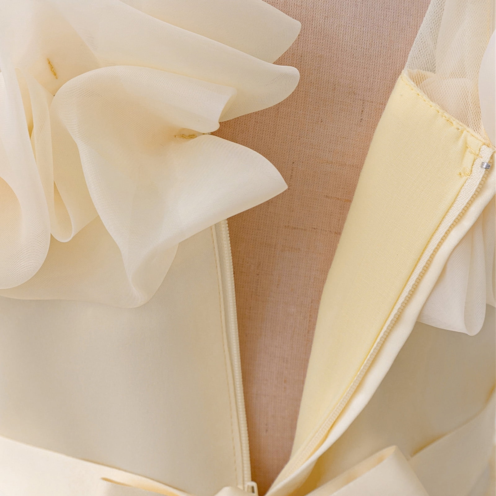 Dress for Girls Satin Girl Dress with Puffed Sleeves for Birthday Party Christening