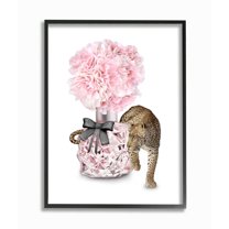 Stupell Industries Pink Fashion Floral Bouquet Leopard Animal Design Framed Wall Art Design by Ziwei Li, 16" x 20", Black Framed