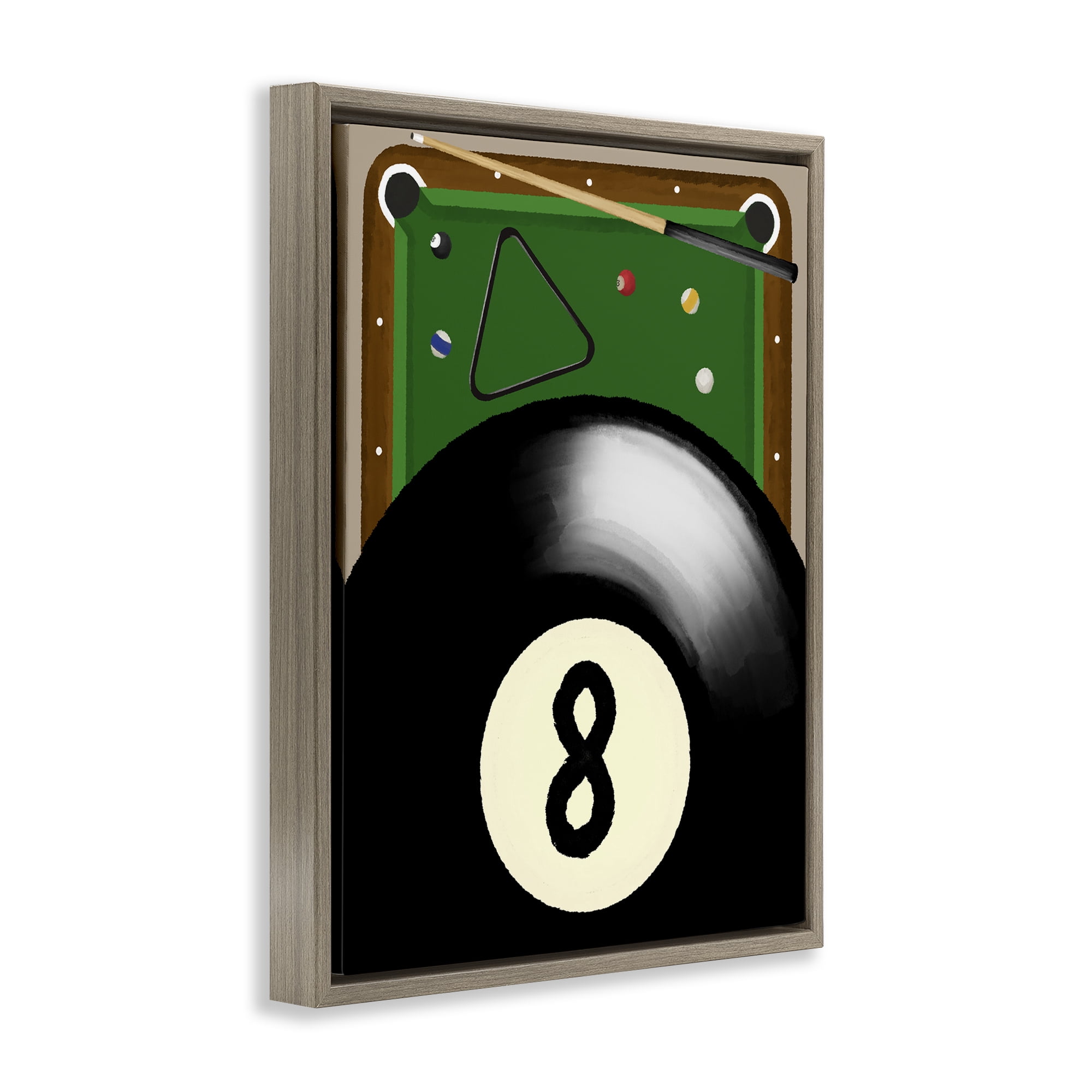 Stupell Industries Billiard Table & Balls Brown Framed Floater Canvas Wall Art, design by Jennifer Stith