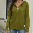 thumbnail image 6 of Pxxlle Knit Hoodie Sweater for Women Zip Up Sweatshirts Casual Long Sleeve Hooded Sweatshirt Solid Color Fall Winter Hooded Sweaters Army Green S, 6 of 10
