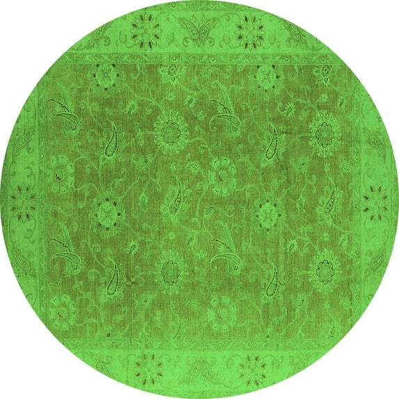 Ahgly Company Indoor Round Oriental Green Traditional Area Rugs, 6' Round