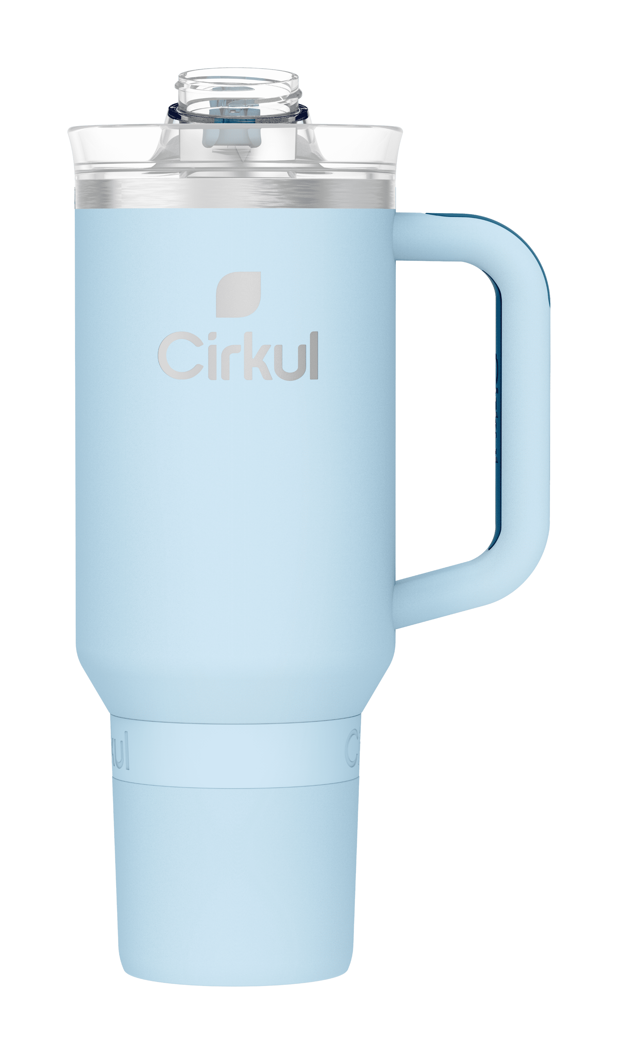 (4 pack) Cirkul 40oz All-Day StrawSip Double-Wall Insulated Stainless Steel Tumbler with Handle, Raindrop (Light Blue)