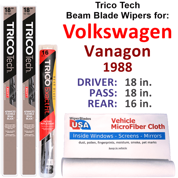 1988 Volkswagen Vanagon Beam Blade Wipers (Set of 3) w/Rear Wiper