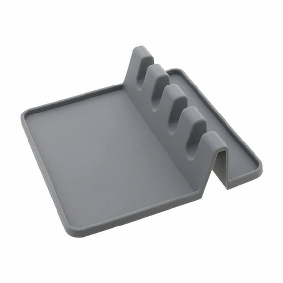 Silicone Spoon Rest For Kitchen Counter Fits Multiple Utensils Grey