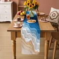 thumbnail image 3 of Blue Geometric Beach Table Runner, Ombre Waves Moire Abstract Art Washable Cotton Linen Table Runners 36 Inches Long, Dresser Scarf Runner for Nightstand/End Tables/Round Tables 13''x36'', 3 of 8