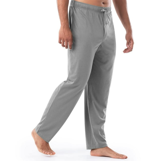 Comfy Pajama Pants Mens Straight Wide Leg Loose Sleeping Pants with Pocket Drawstring Soft Sleepwear Pjs Gray, 2XL