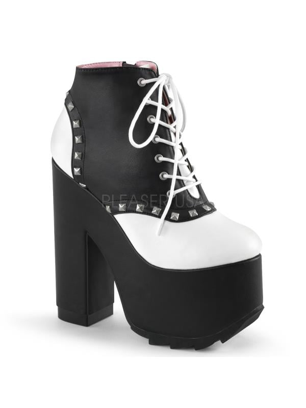 Demonia Vegan Boots Womens Blk-Wht Vegan Leather Size: 9 Demonia Vegan Boots Womens Blk-Wht Vegan Leather Size: 9