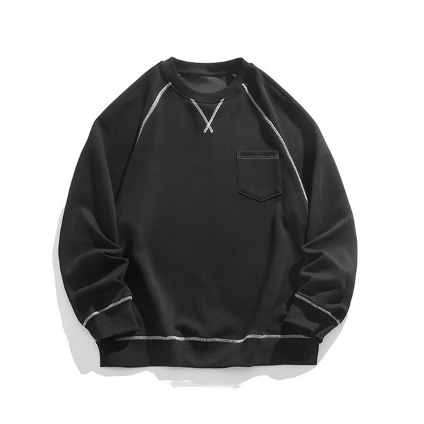 pstuiky Camisas de manga larga de invierno para hombre, Suéter deportivo informal de cuello redondo con bloques de color para hombre, suéter con bolsillo y manga larga, blusas de cuello redondo xxxl