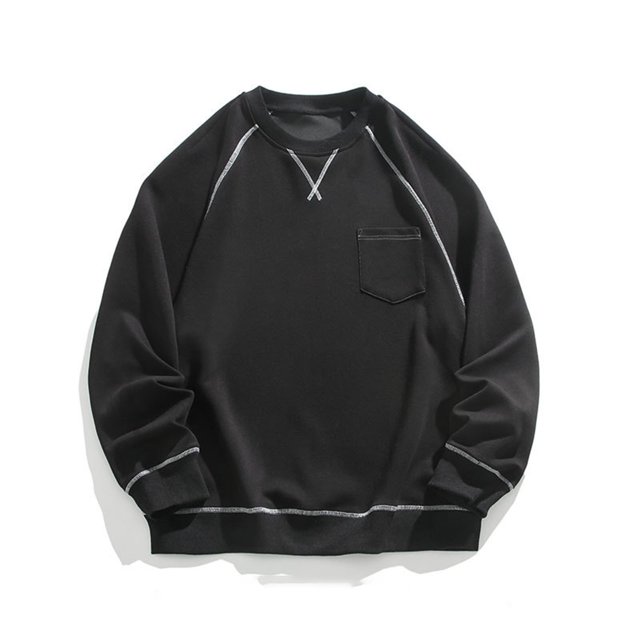pstuiky Camisas de manga larga de invierno para hombre, Suéter deportivo informal de cuello redondo con bloques de color para hombre, suéter con bolsillo y manga larga, blusas de cuello redondo xxxl
