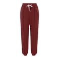 thumbnail image 5 of Lixiuxyad High Waisted Pants Women's Solid Color Jogging Pants With Drawstring Red, 5 of 6