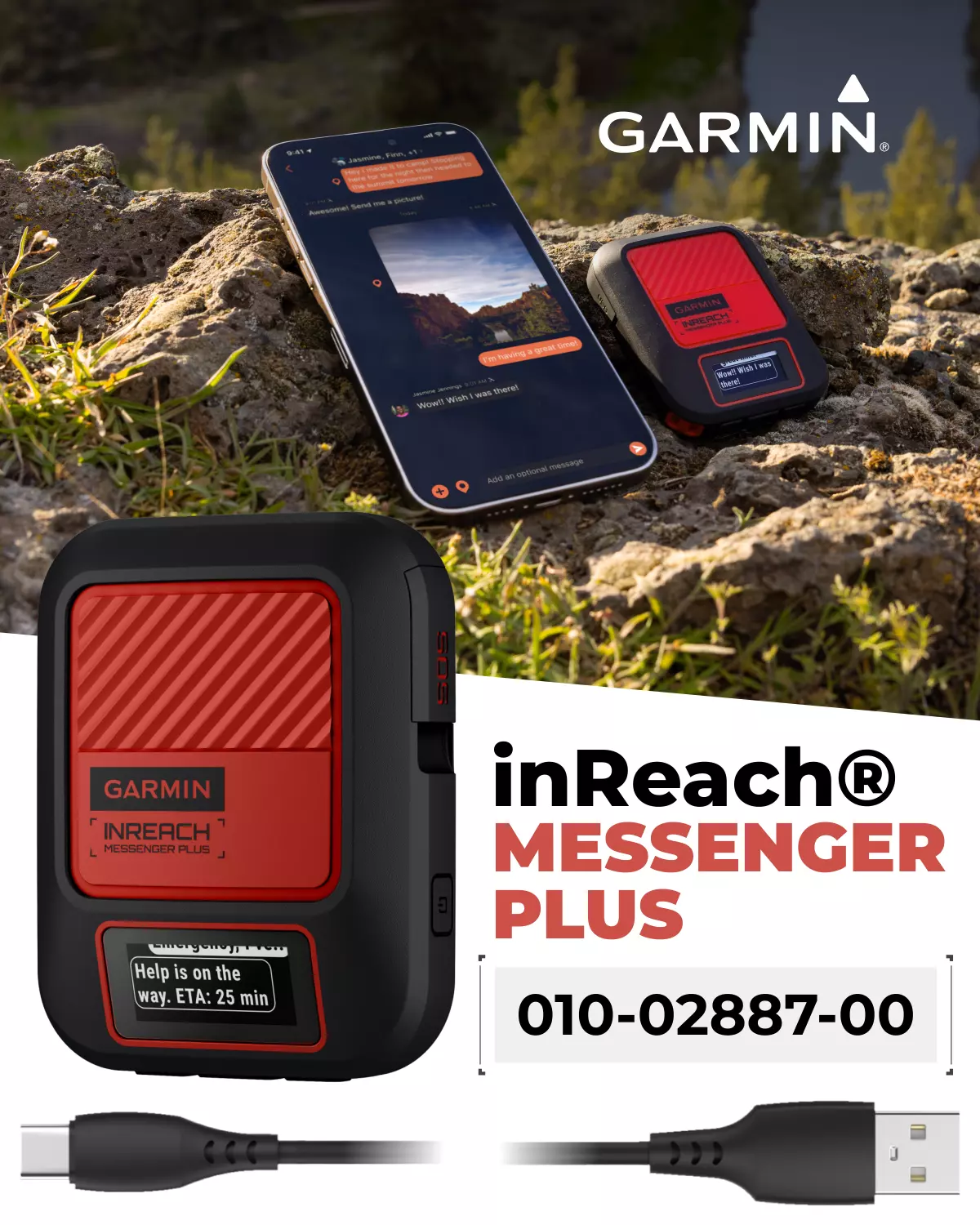 Garmin inReach Messenger Plus 010-02887-00 with Wearable4U Power Bank Bundle