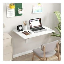 Wall Mounted Folding Table, 31.5" x 23.5" Floating Desk for Small Space, Countertop Extension Fold Down, Laundry Folding Table, Hanging Drop Leaf Table for Apartment, Study, Bedroom (White)
