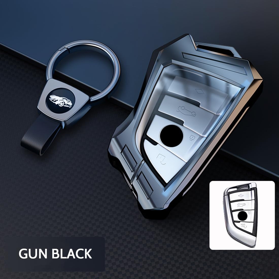 Key Cover Case, Zinc Alloy Smart Remote Key Fob Case Holder Shell Compatible for BMW 1 2 5 6 7 M Series F15 F16 F48 X1 X2 X3 X5 X6 X7 GT Series