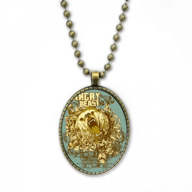 Collier Graffiti Rue Ours Jaune Motif en Colère Chaîne Vintage Pendentif Perle Collection de Bijoux