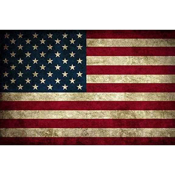 Metal Wall Art Tin Sign American Flag Decor 12 x 8 Inch Red White Blue