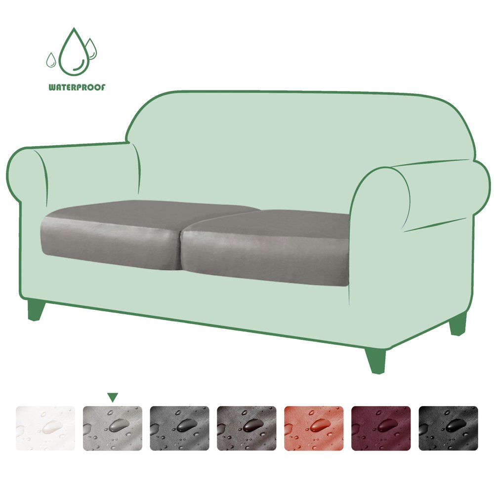 Subrtex Stretchy Set of 2 PU Leather Individual Sofa Seat Cushion