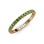Green Garnet French Set Eternity Band 0.95 ct tw to 1.14 ct tw in 18K Rose Gold.size 8.5