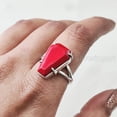 thumbnail image 5 of Aries Coral Coffin Ring, Natural Red Coral Ring, April Birthstone, Unisex Ring, Womens Ring, Coffin Ring, 925 Sterling Silver, Christmas, Handmade, Statement Jewelry, Coffin Shape Gemstone Ring, 5 of 6