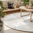 thumbnail image 3 of Small Round Rug 3Ft, Beige White Starfish Coastal Non-Slip Washable Circle Rugs Carpet, Nautical Summer Ocean Abstract Art Indoor Outdoor Rug Floor Mats Throw Runner for Bedroom Living Room Bathroom, 3 of 8