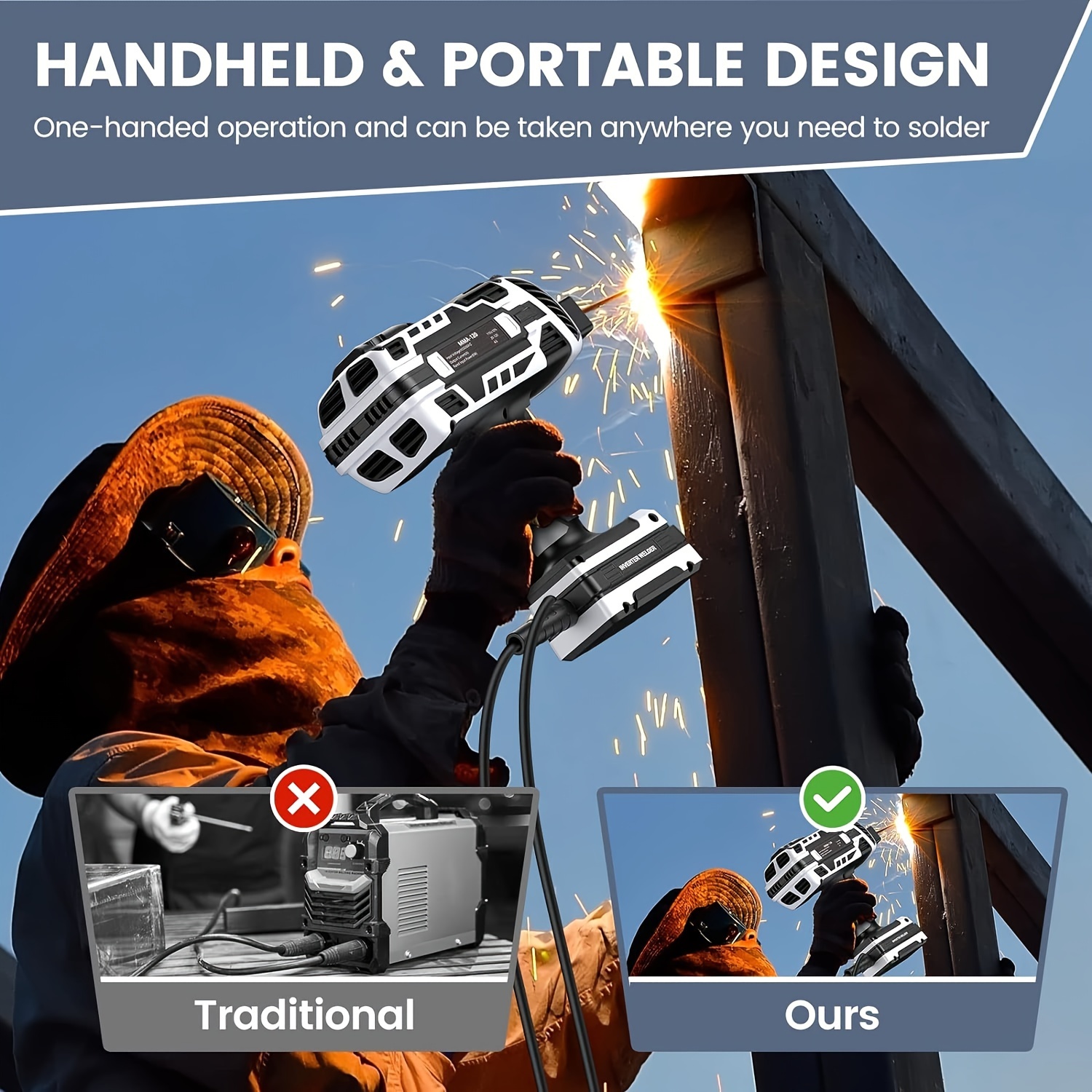 TKDMR 110V 130A  Handheld Portable Welding Machine , IGBT Inverter, Ergonomic Design
