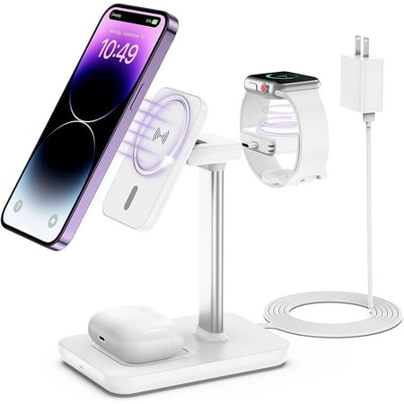 ExtreLife 3 in 1 Magnetic Wireless Charging Stand, 20W Fast Wireless Charger Compatible for iPhone 17/16/15/14/13/12 Pro Max/Plus/Pro/Mini, iWatch, AirPods